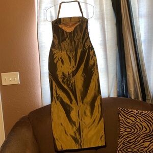 Handmaide.Women dress, golden brown ,75% polyester , 25%rayon